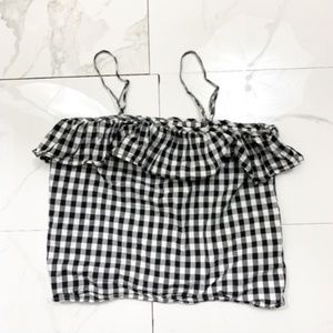 a new day Checkered Ruffle Tank Top
